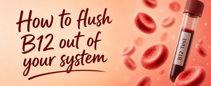Handwritten title 'how to flush B12 out of your system'.